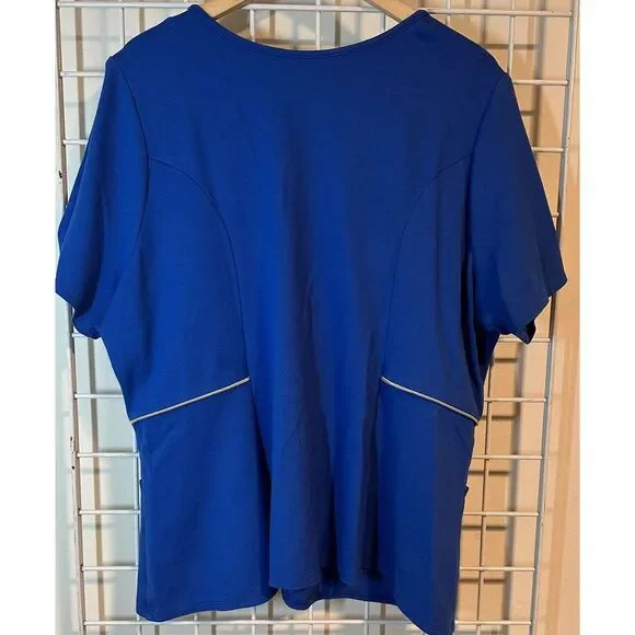 Women's Jaanuu Scrub Top 3XL Royal Blue J96133C Metal Zipper Detail - Picture 3 of 5